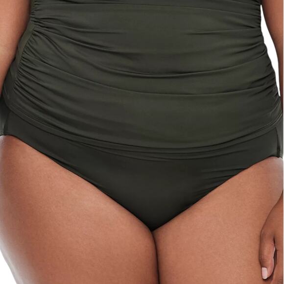 Lauren Ralph Lauren Women’s Shirred High Waist Swimsuit Bottom Olive Size 16W - Picture 1 of 5